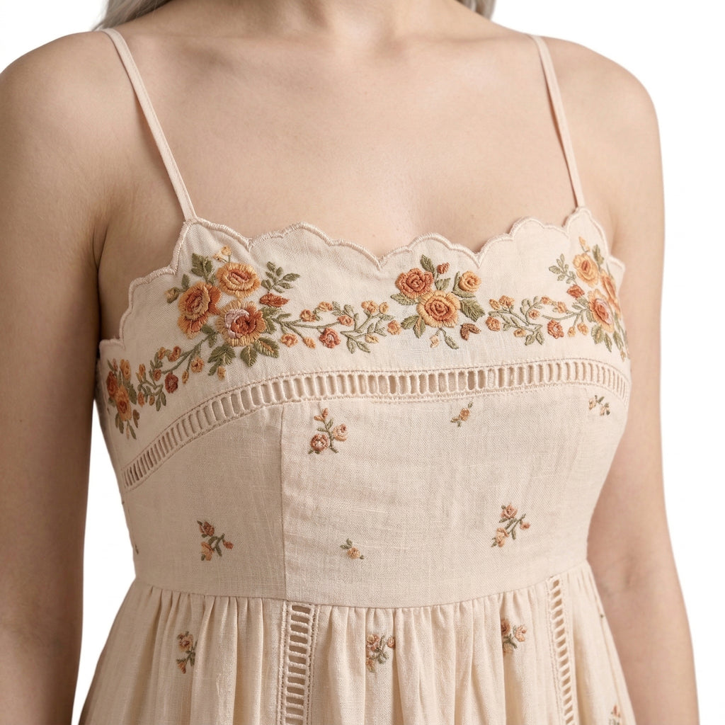 9563 Vestido Largo sin Mangas con Impreso Floral y Volantes – Ideal para Bodas y Verano ️