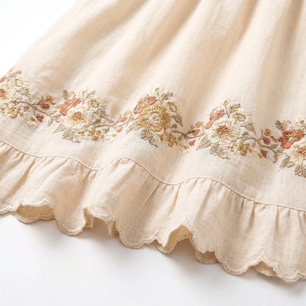 9563 Vestido Largo sin Mangas con Impreso Floral y Volantes – Ideal para Bodas y Verano ️