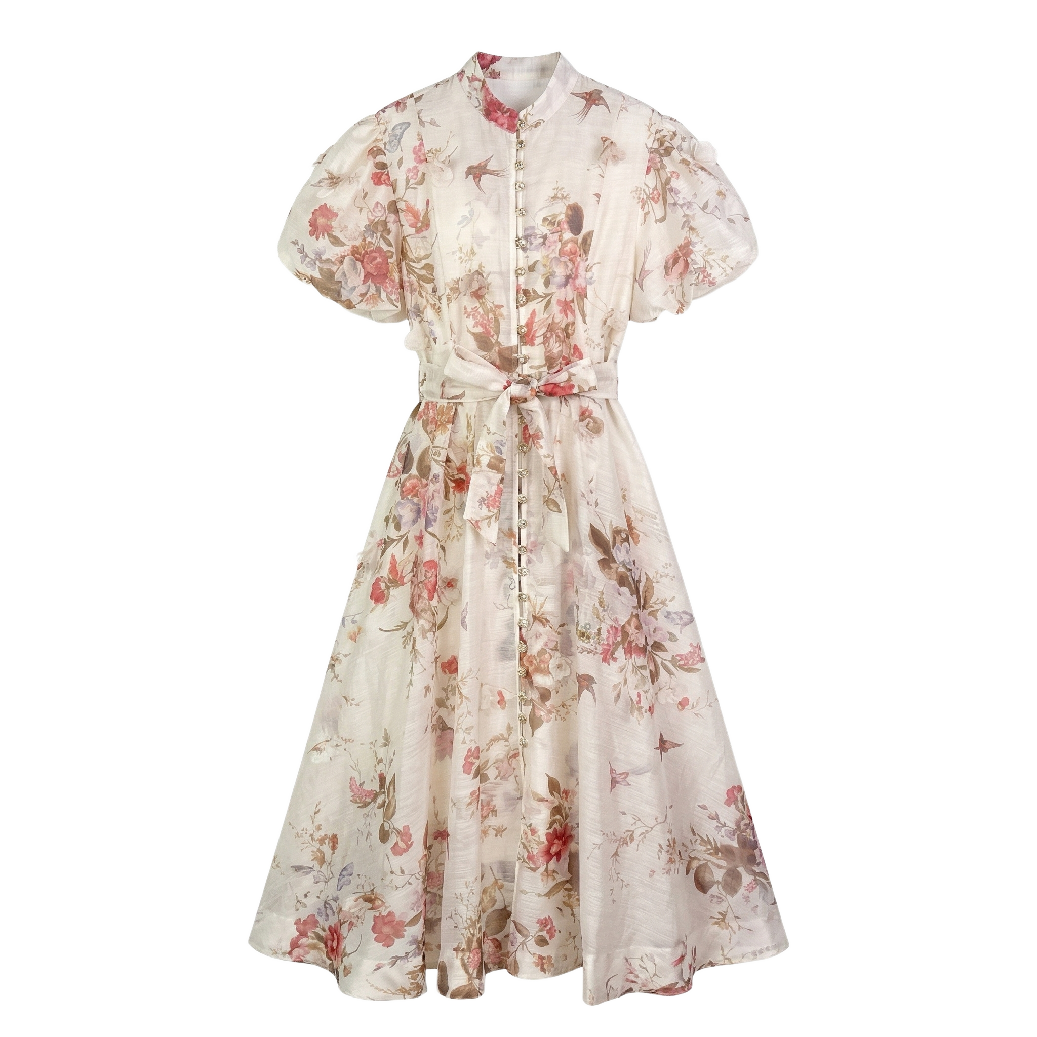 2660 Vestido Floral Vintage con Botones y Cinturón Estilo Boho Elegante para Mujer Diseño Clásico y Elegante