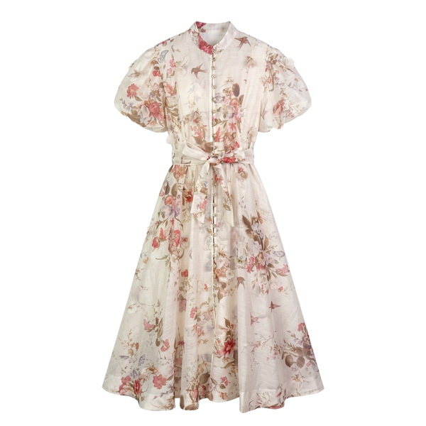 2660 Vestido Floral Vintage con Botones y Cinturón Estilo Boho Elegante para Mujer Diseño Clásico y Elegante