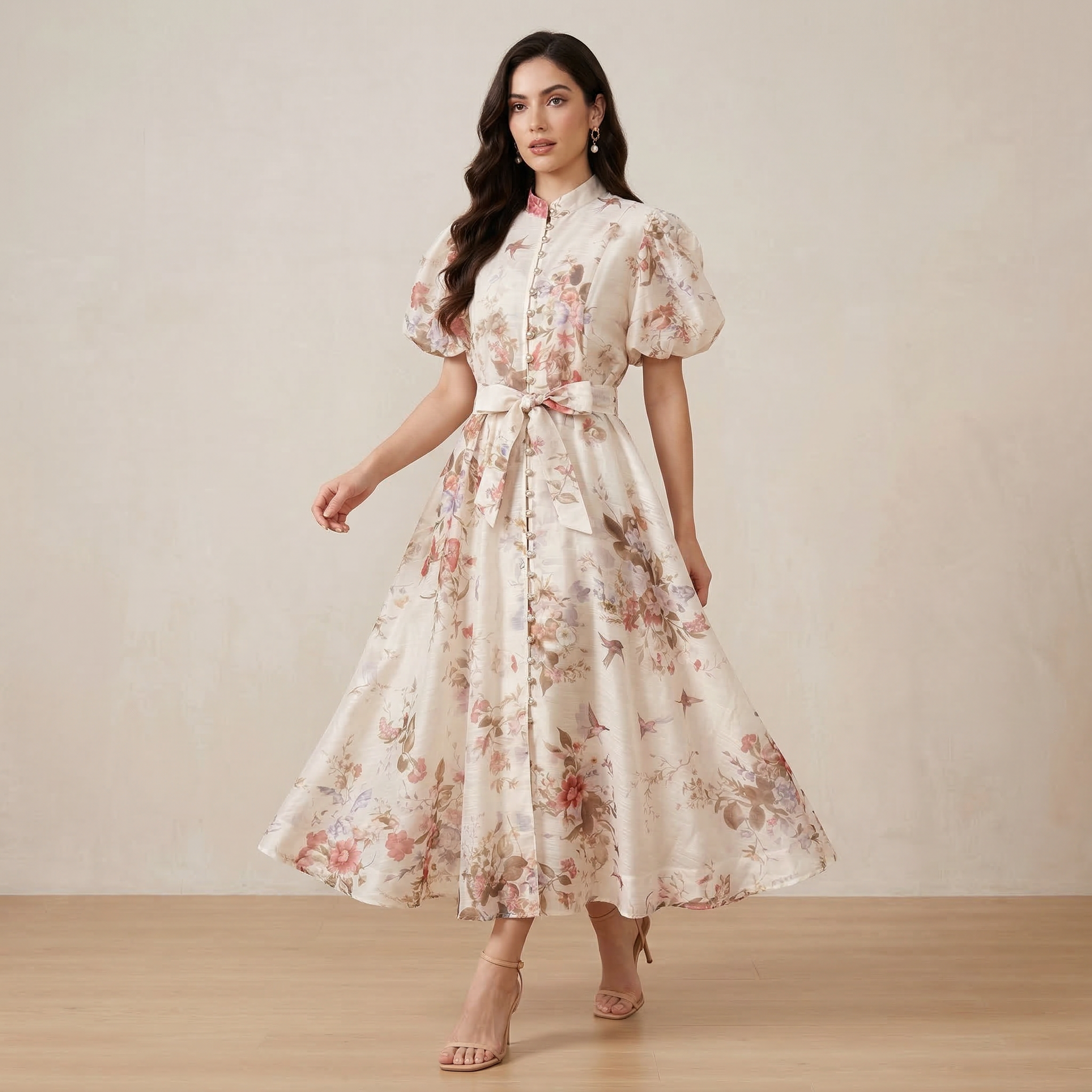 2660 Vestido Floral Vintage con Botones y Cinturón Estilo Boho Elegante para Mujer Diseño Clásico y Elegante