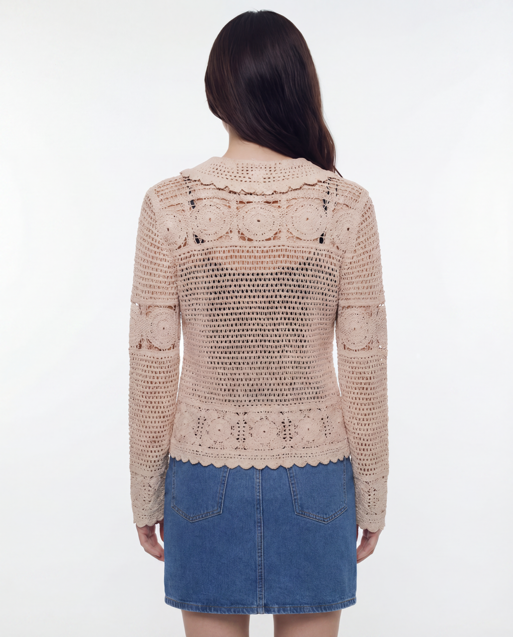 Suéter Crochet con Cuello Floral Beis - nn.studio Style 0002