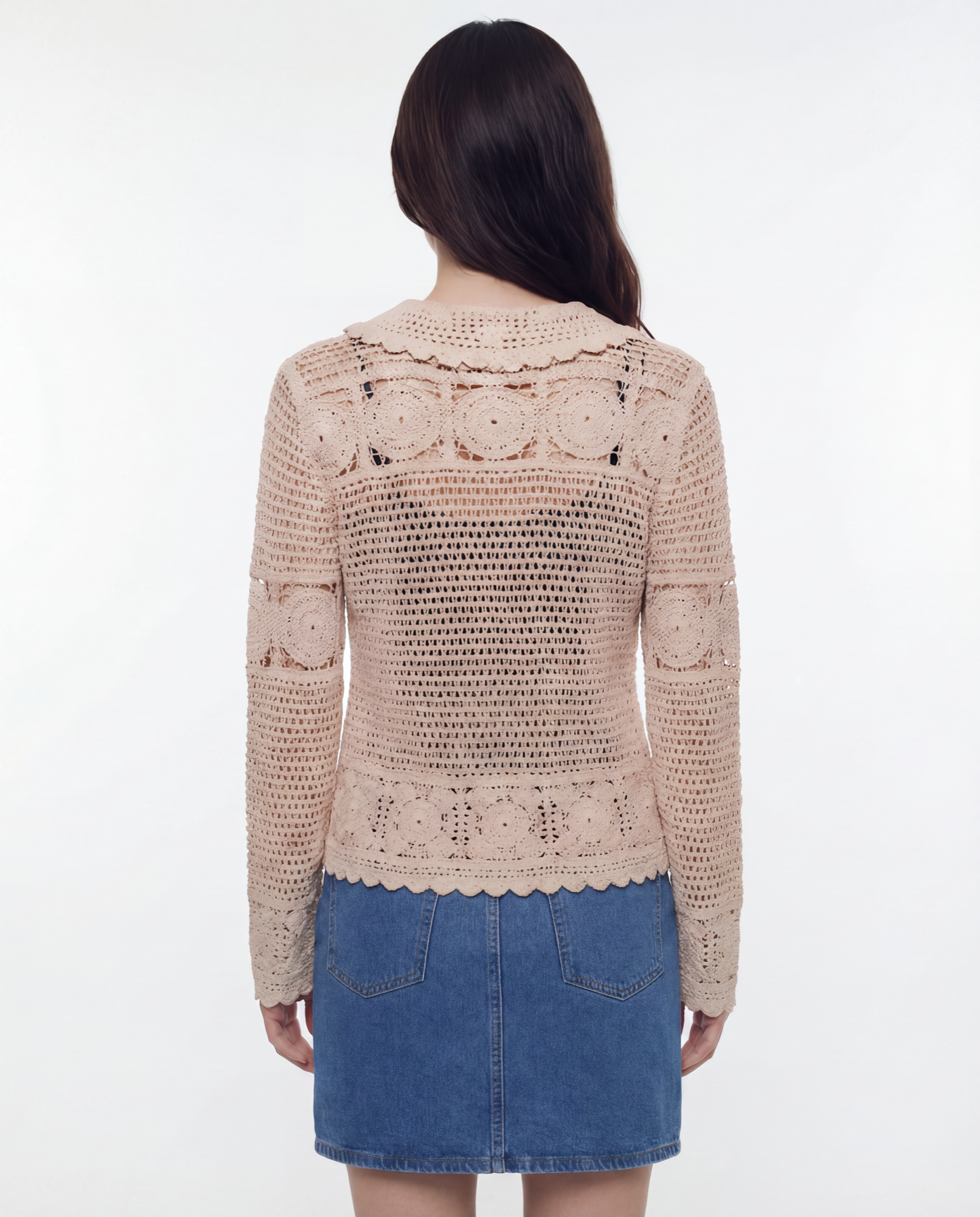 Suéter Crochet con Cuello Floral Beis - nn.studio Style 0002