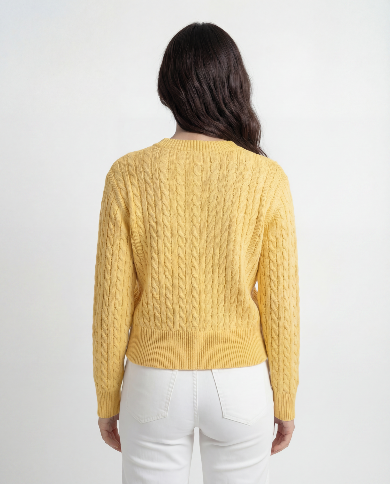 Cardigan Tejido Cable Botones Corazón Amarillo - nn.studio Style C2809
