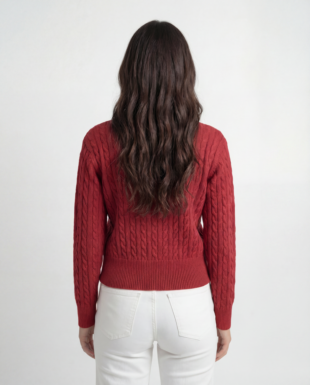 Cardigan Tejido Cable Botones Corazón Rojo - nn.studio Style C2809