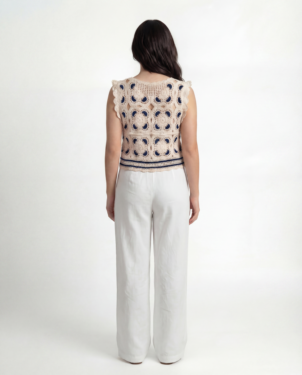 Top Crochet Calado con Volantes Azul marino - nn.studio Style 0001