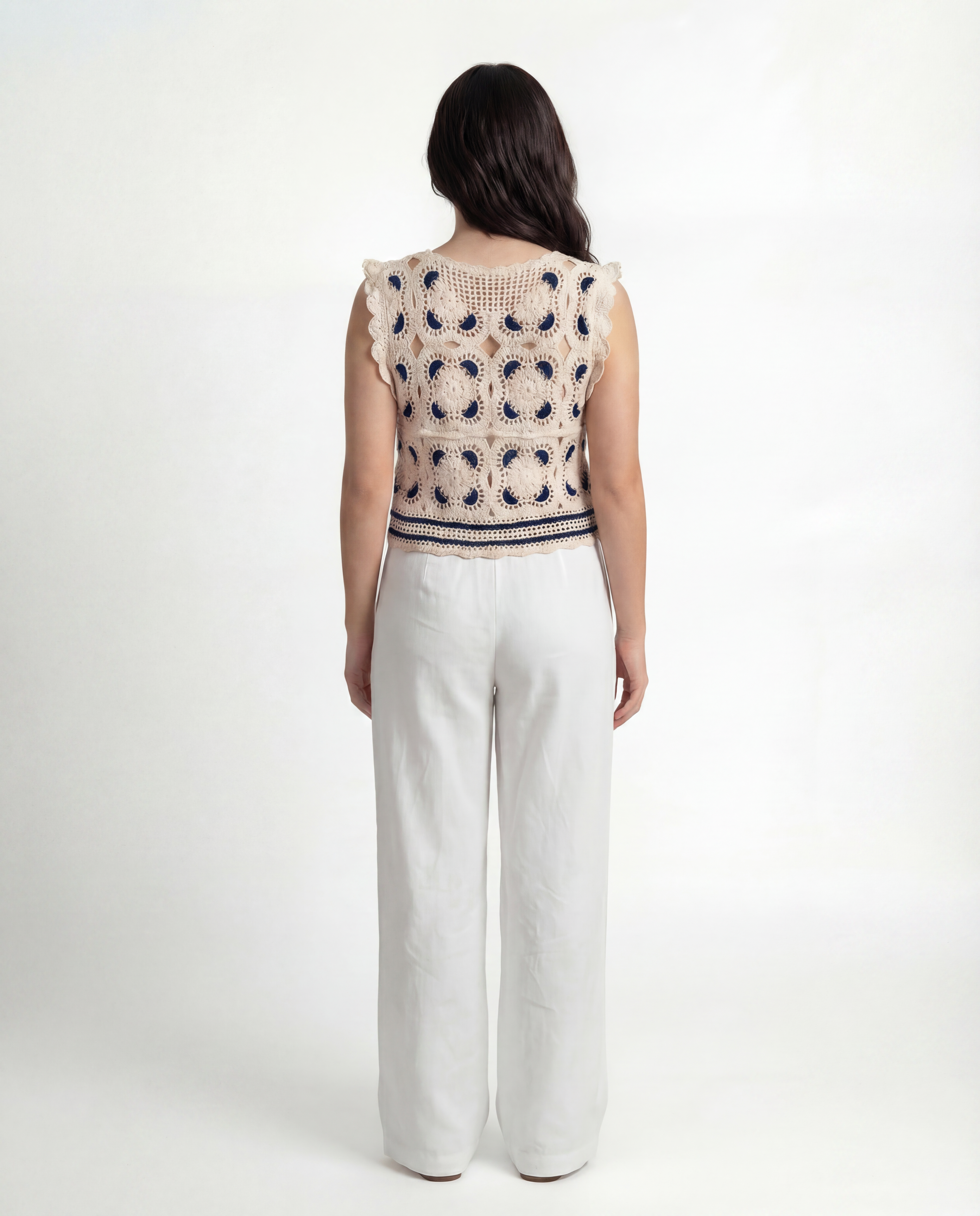 Top Crochet Calado con Volantes Azul marino - nn.studio Style 0001