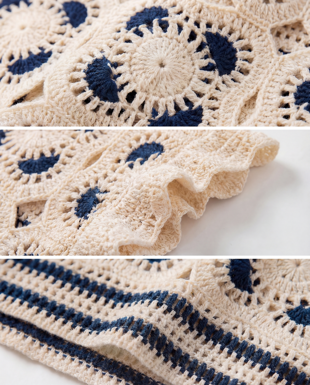 Top Crochet Calado con Volantes Azul marino - nn.studio Style 0001