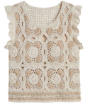 Top Crochet Calado con Volantes Beis - nn.studio Style 0001