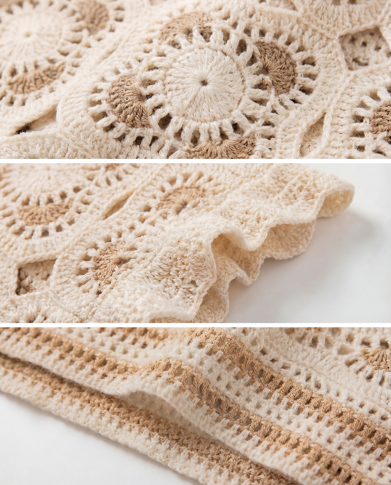 Top Crochet Calado con Volantes Beis - nn.studio Style 0001