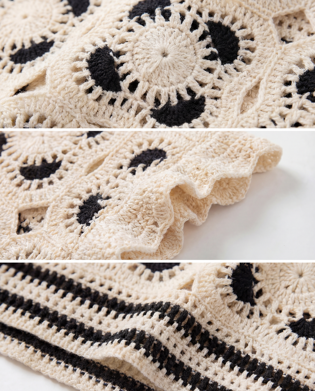 Top Crochet Calado con Volantes Negro - nn.studio Style 0001