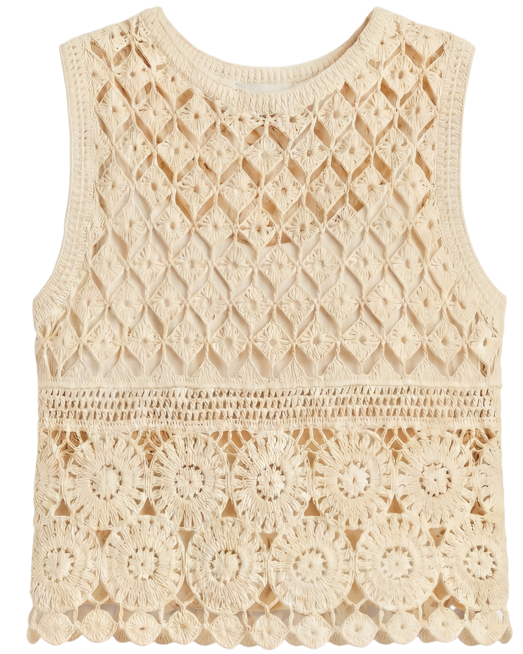 Top Crochet Geométrico Festoneado Beis - nn.studio Style 0003