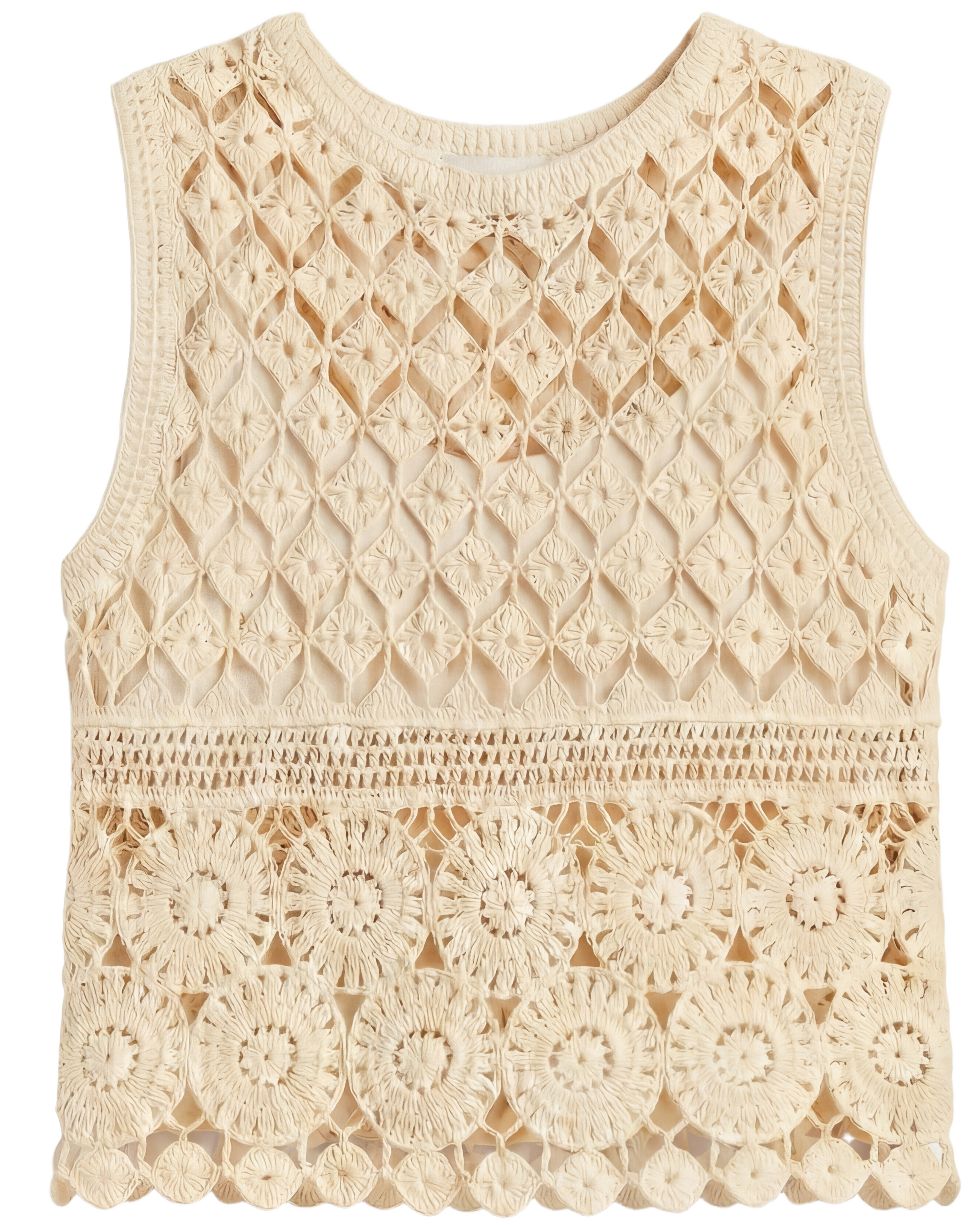 Top Crochet Geométrico Festoneado Beis - nn.studio Style 0003