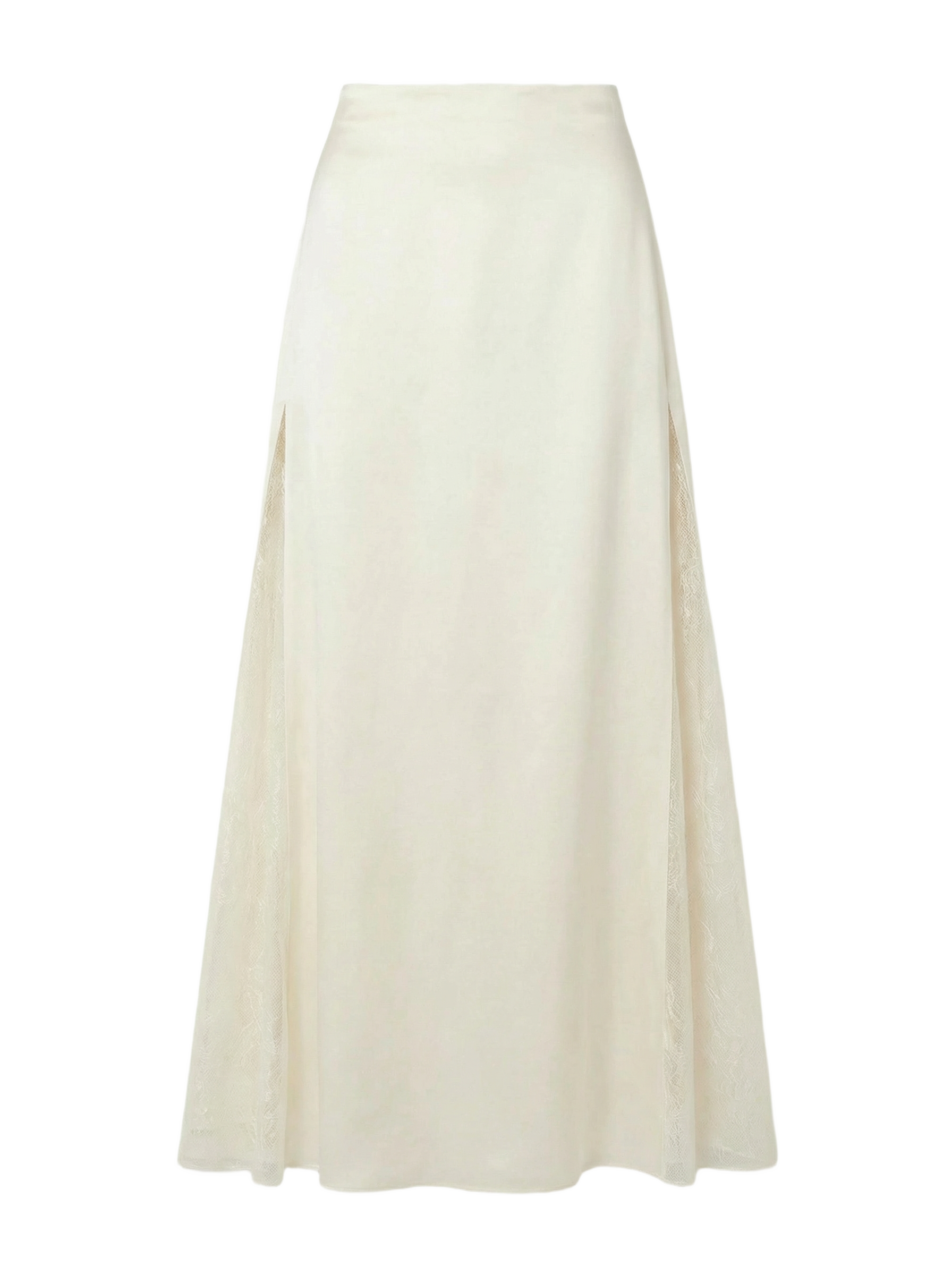 Falda Larga de Satén Fluida Ivory - nn.studio Style N819