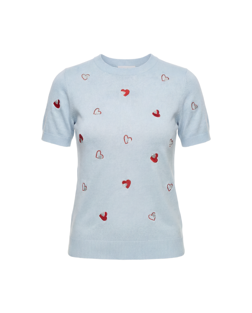 Sweater Knit Corazones Bordados Azul - nn.studio Style E5358