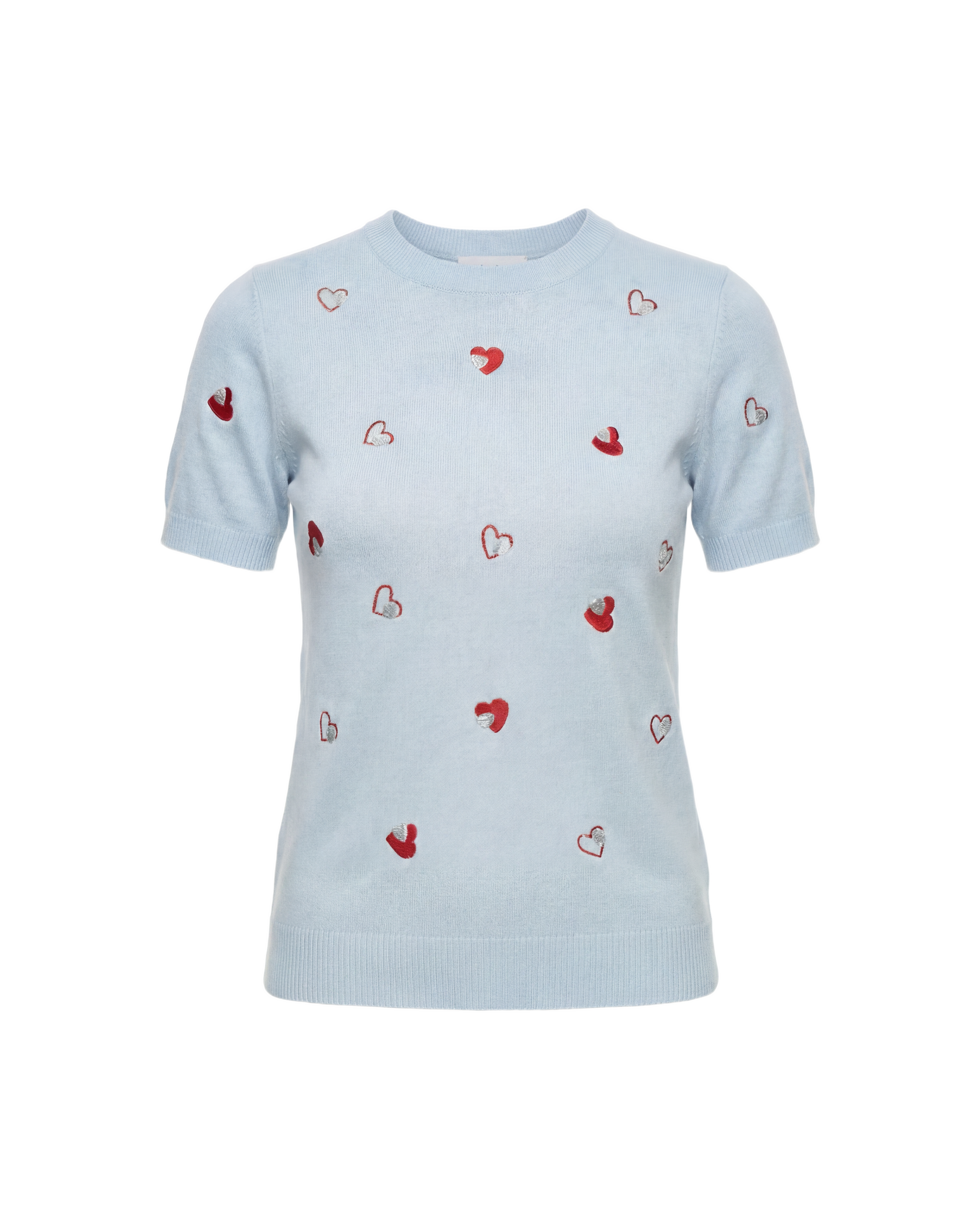Sweater Knit Corazones Bordados Azul - nn.studio Style E5358
