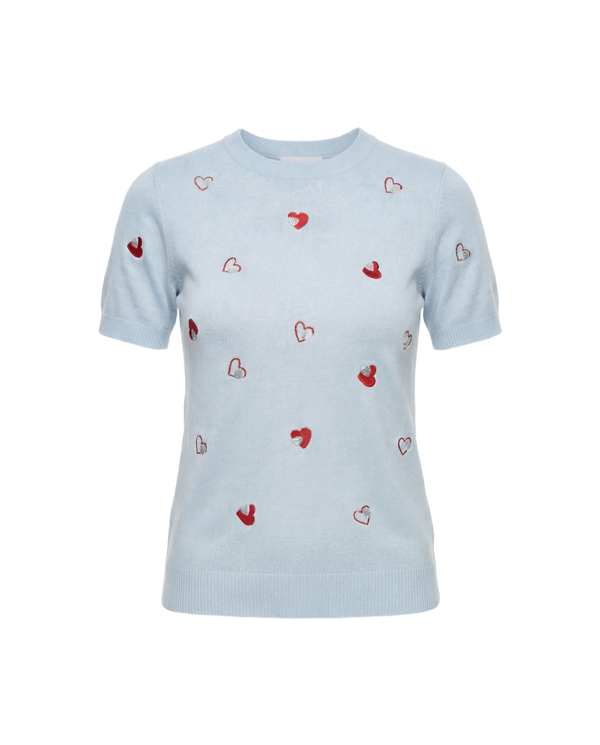 Sweater Knit Corazones Bordados Azul - nn.studio Style E5358