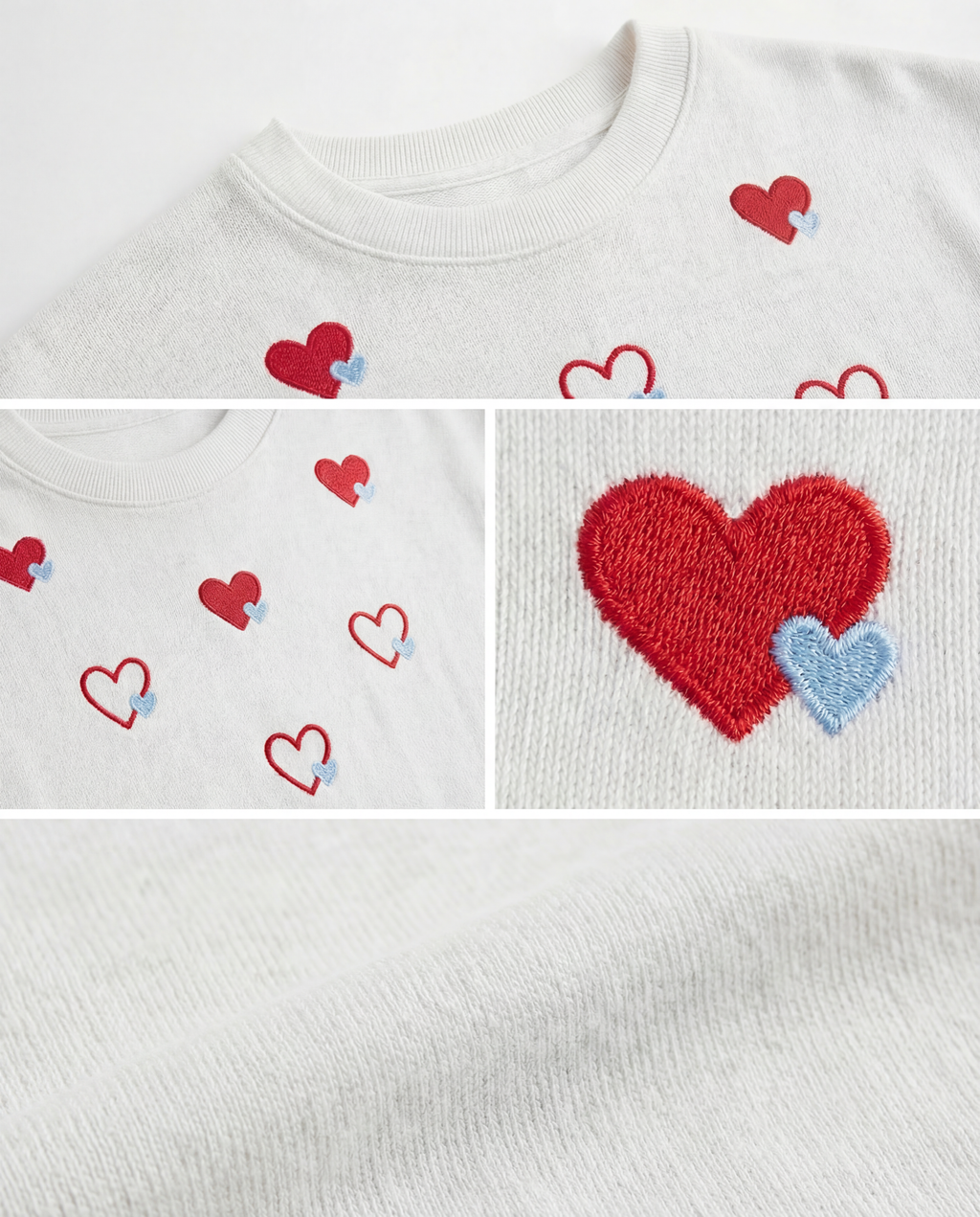 Sweater Knit Corazones Bordados Blanco - nn.studio Style E5358