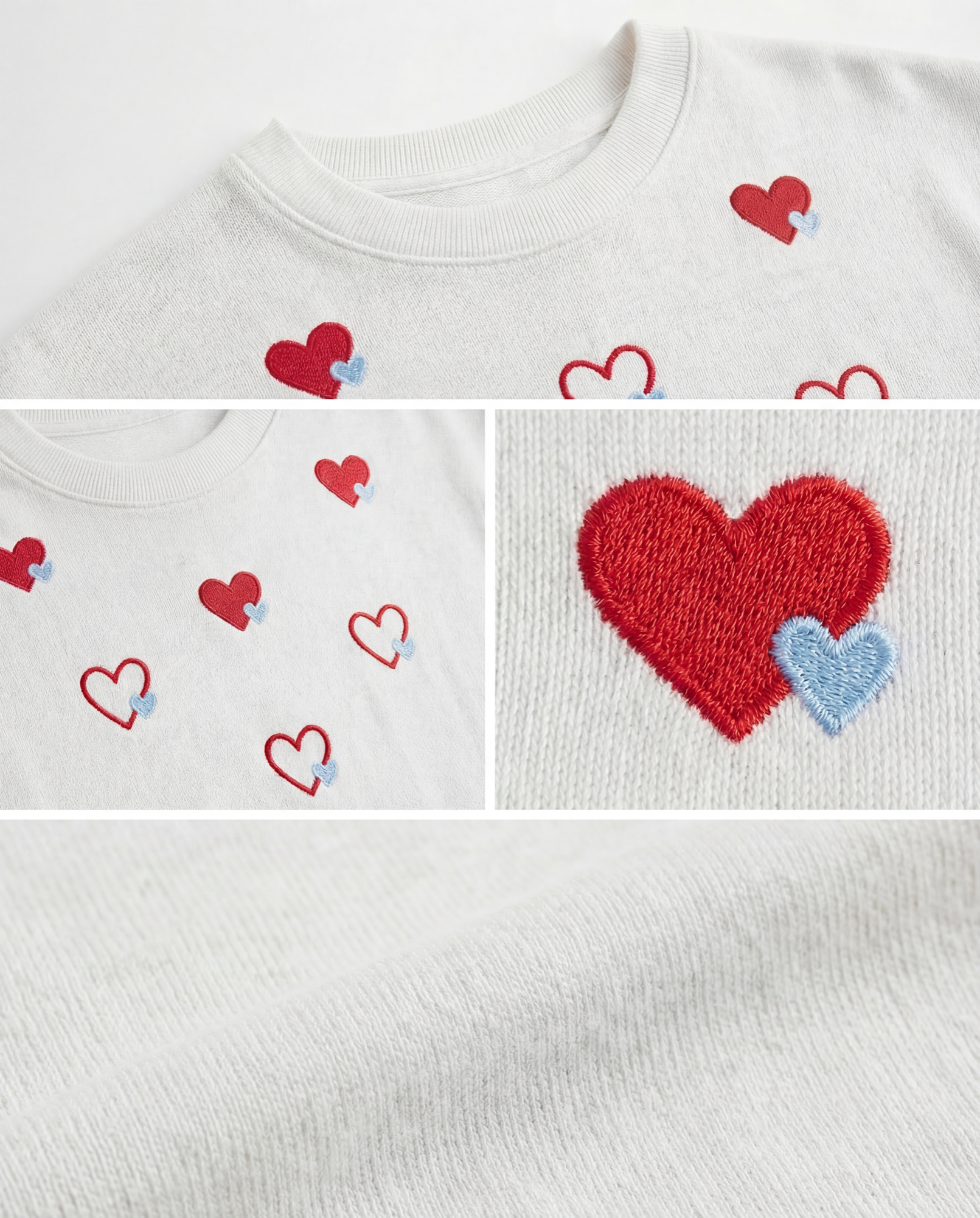 Sweater Knit Corazones Bordados Blanco - nn.studio Style E5358