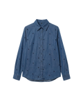 Camisa Denim con Bordado de Corazones Azul & Azul marino - nn.studio Style K105
