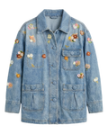Chaqueta Denim con Bordado Floral 3D Azul medio - nn.studio Style 118