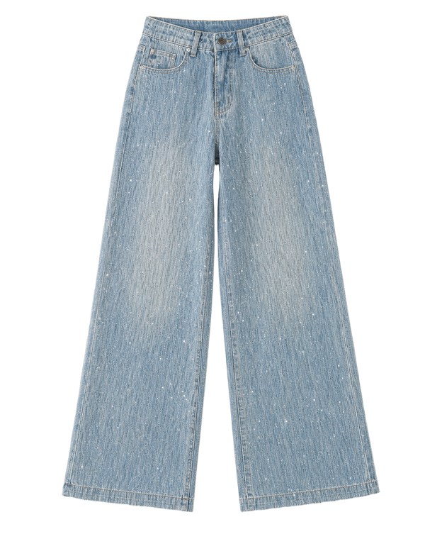 Jean Wide Leg con Destellos Metálicos Azul claro - nn.studio Style 8625