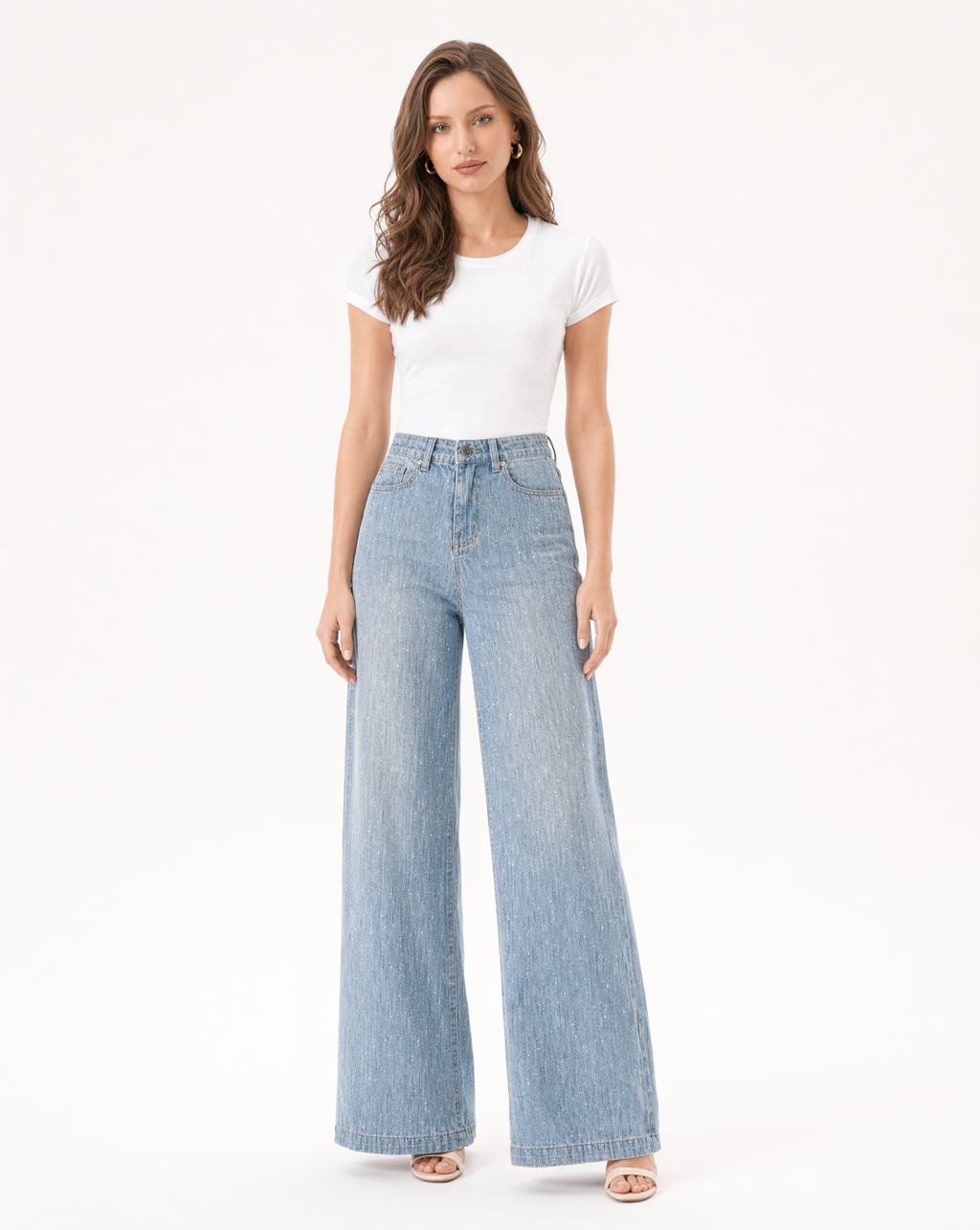 Jean Wide Leg con Destellos Metálicos Azul claro - nn.studio Style 8625