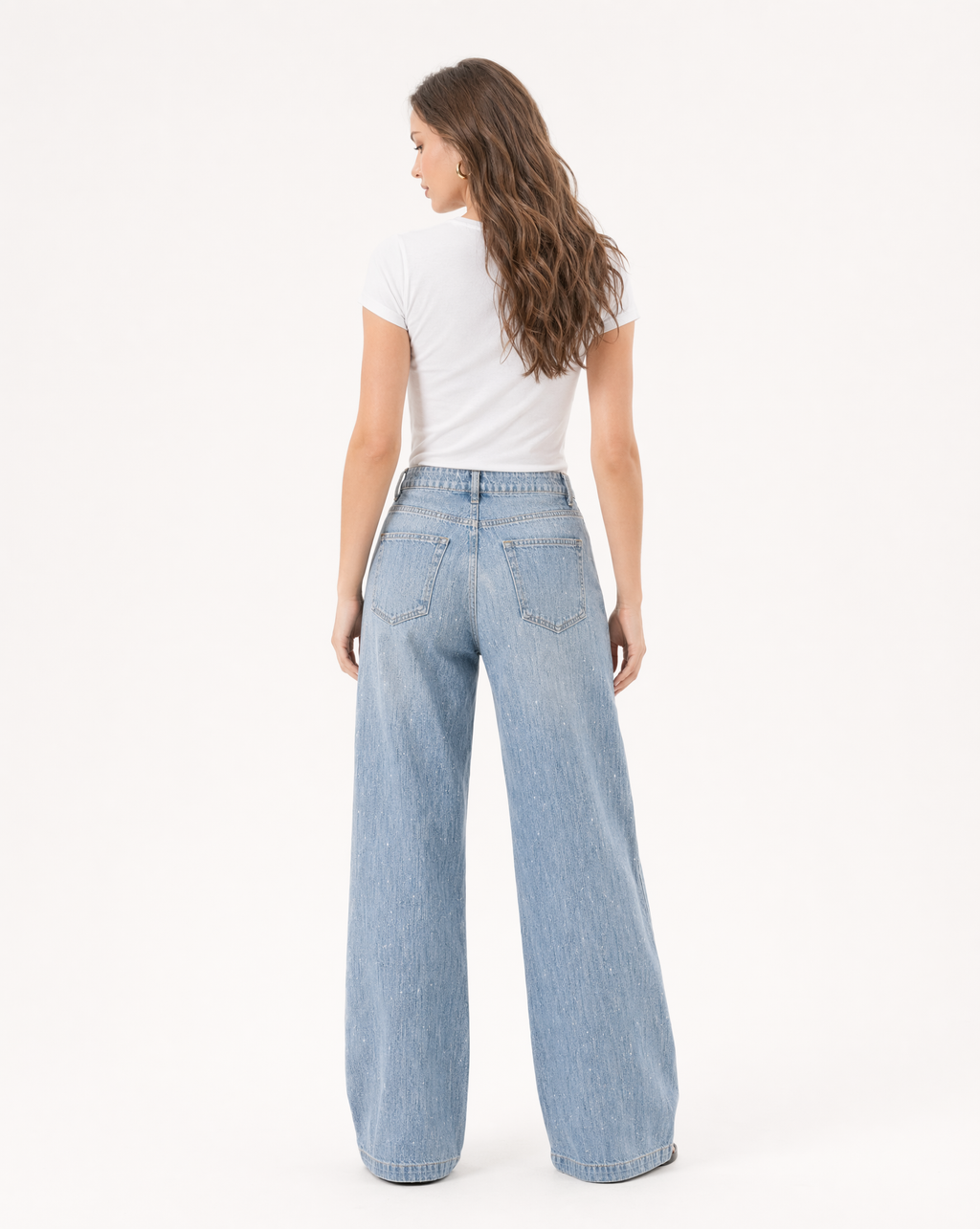Jean Wide Leg con Destellos Metálicos Azul claro - nn.studio Style 8625