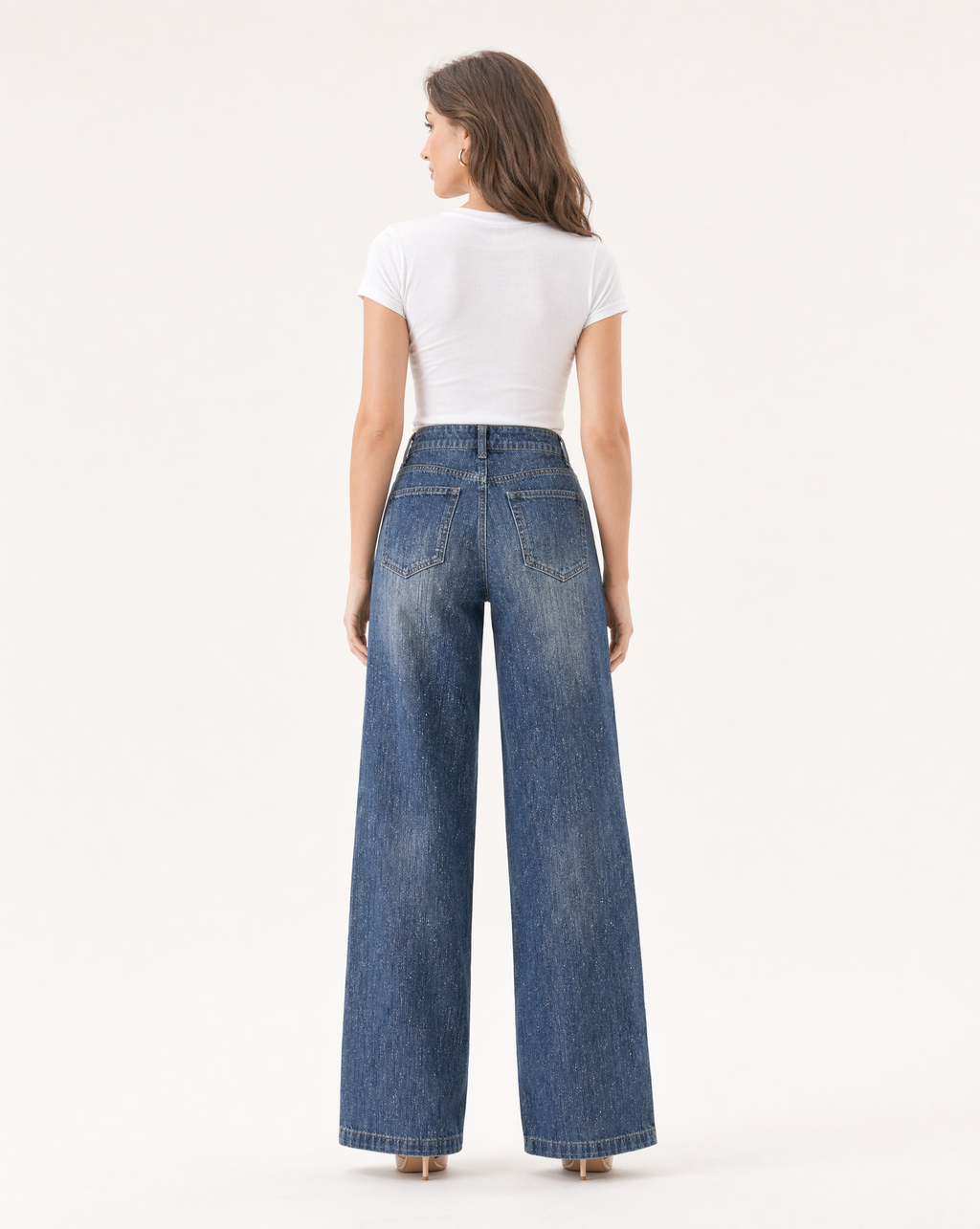Jean Wide Leg con Destellos Metálicos Azul medio - nn.studio Style 8625