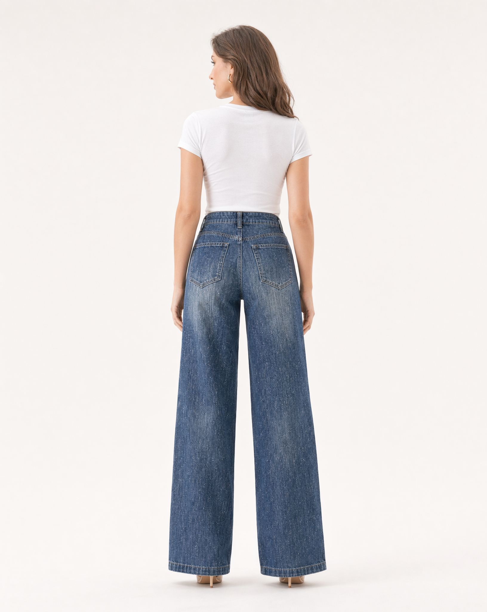 Jean Wide Leg con Destellos Metálicos Azul medio - nn.studio Style 8625