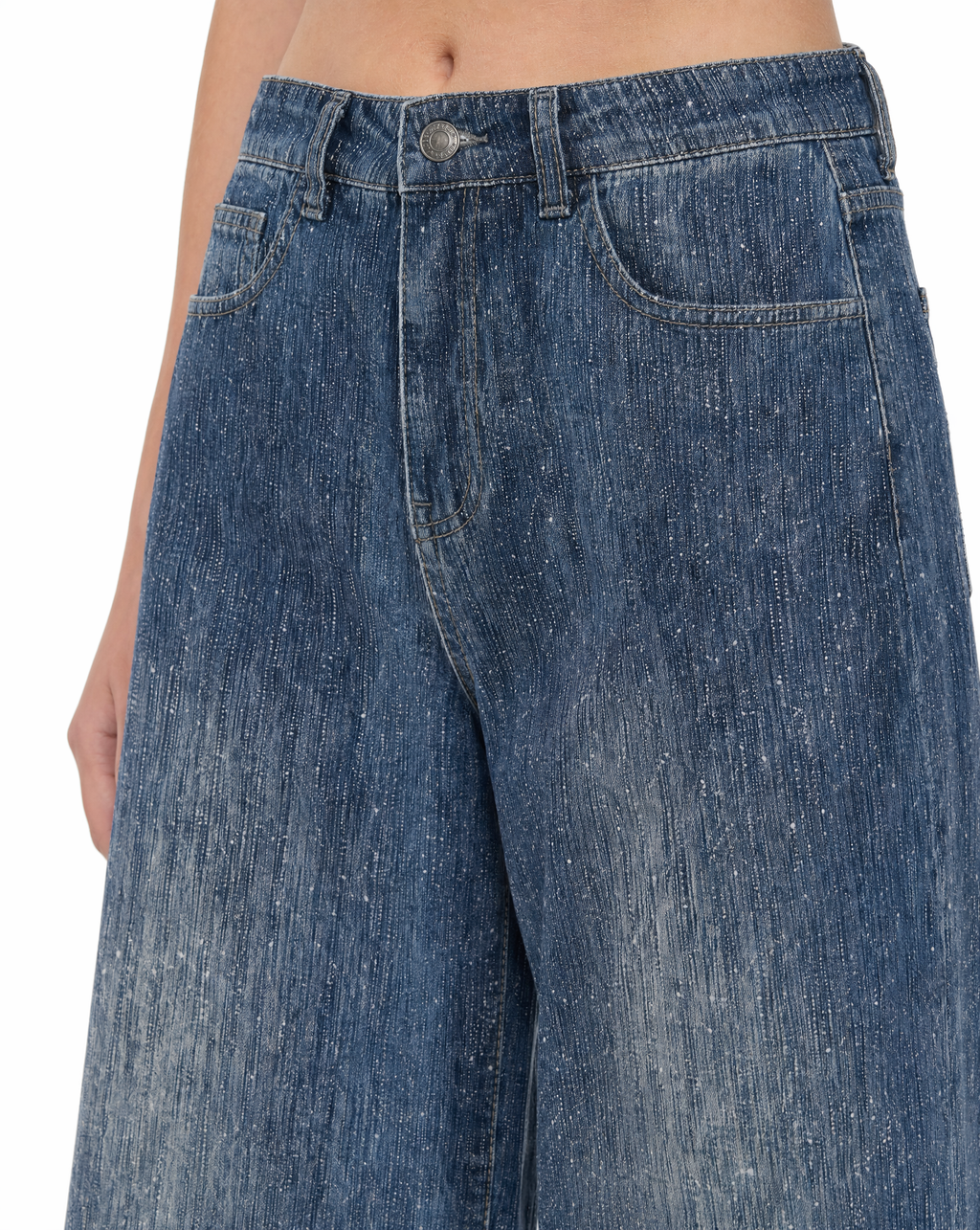 Jean Wide Leg con Destellos Metálicos Azul medio - nn.studio Style 8625
