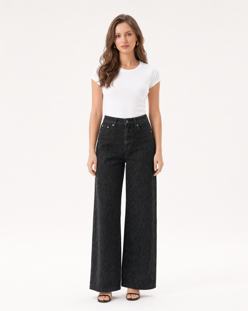 Jean Wide Leg con Destellos Metálicos Azul oscuro casi negro - nn.studio Style 8625