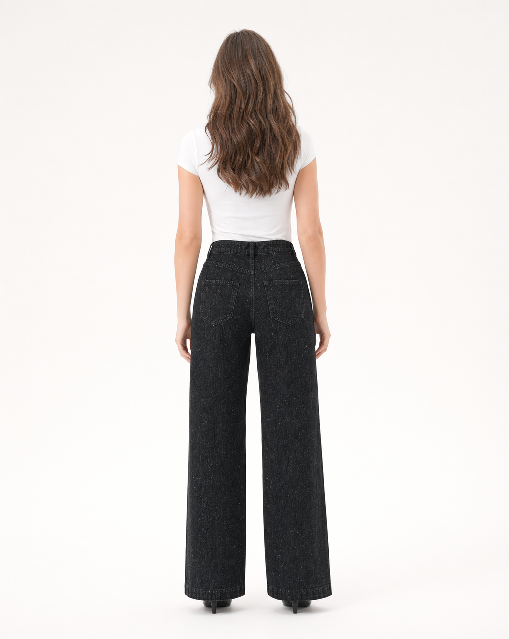 Jean Wide Leg con Destellos Metálicos Azul oscuro casi negro - nn.studio Style 8625