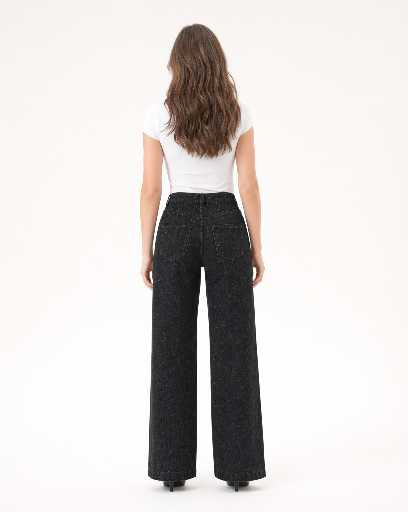 Jean Wide Leg con Destellos Metálicos Azul oscuro casi negro - nn.studio Style 8625