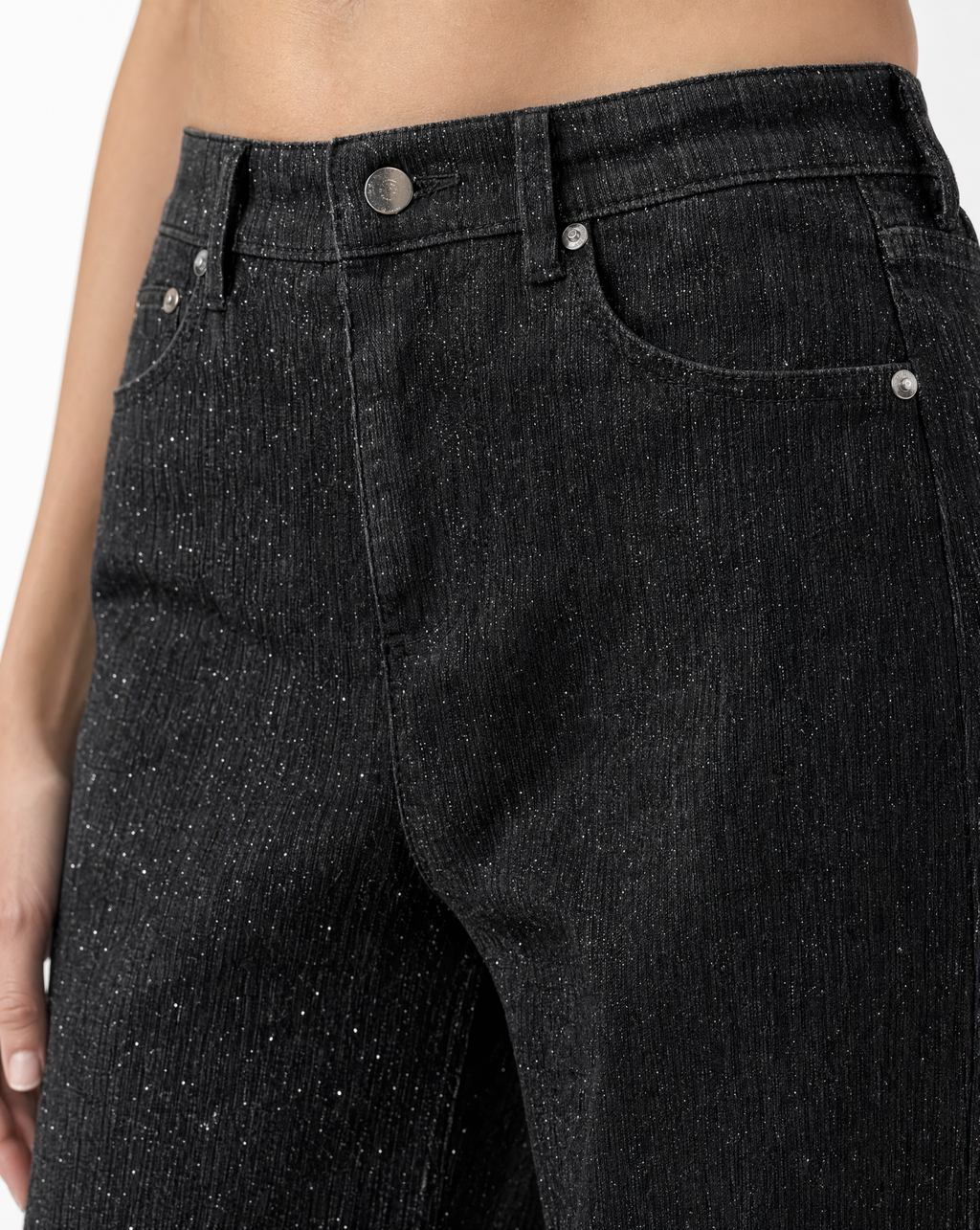 Jean Wide Leg con Destellos Metálicos Azul oscuro casi negro - nn.studio Style 8625