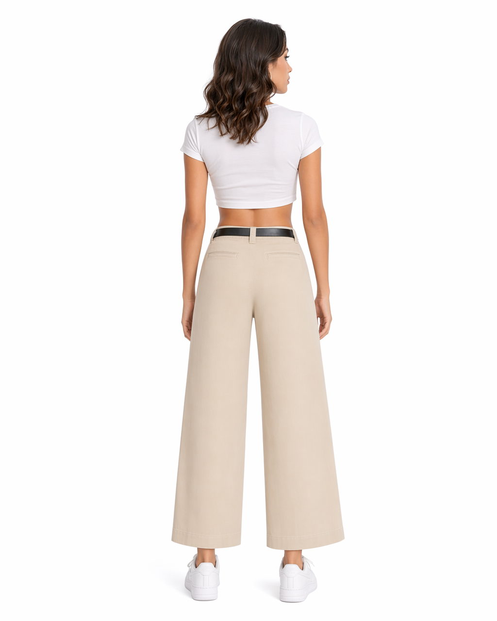 Pantalón Wide Leg Beige con Cinturón Beige/khaki - nn.studio Style A8002