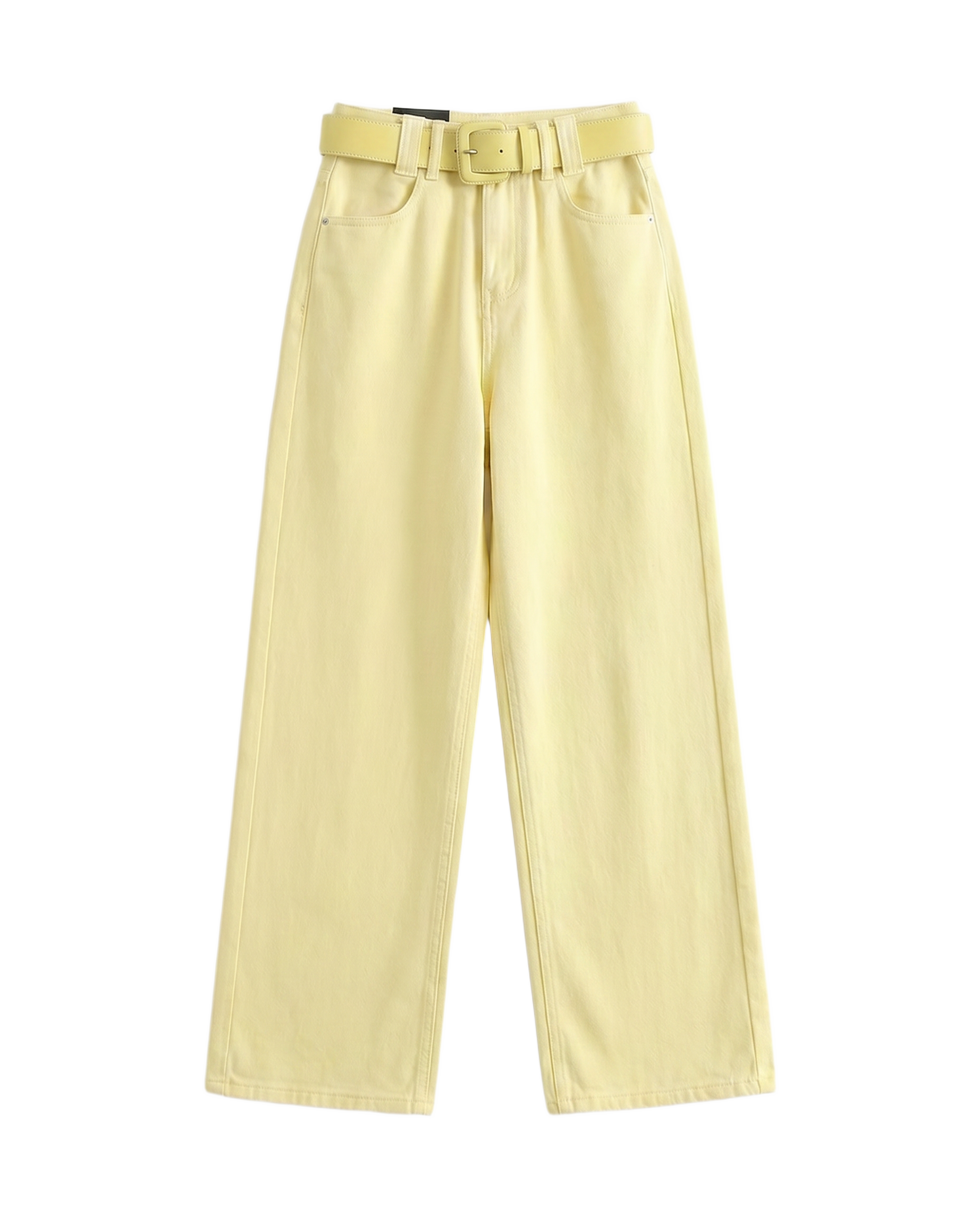 Pantalón Wide Leg Pastel con Cinturón Amarillo - nn.studio Style 80098