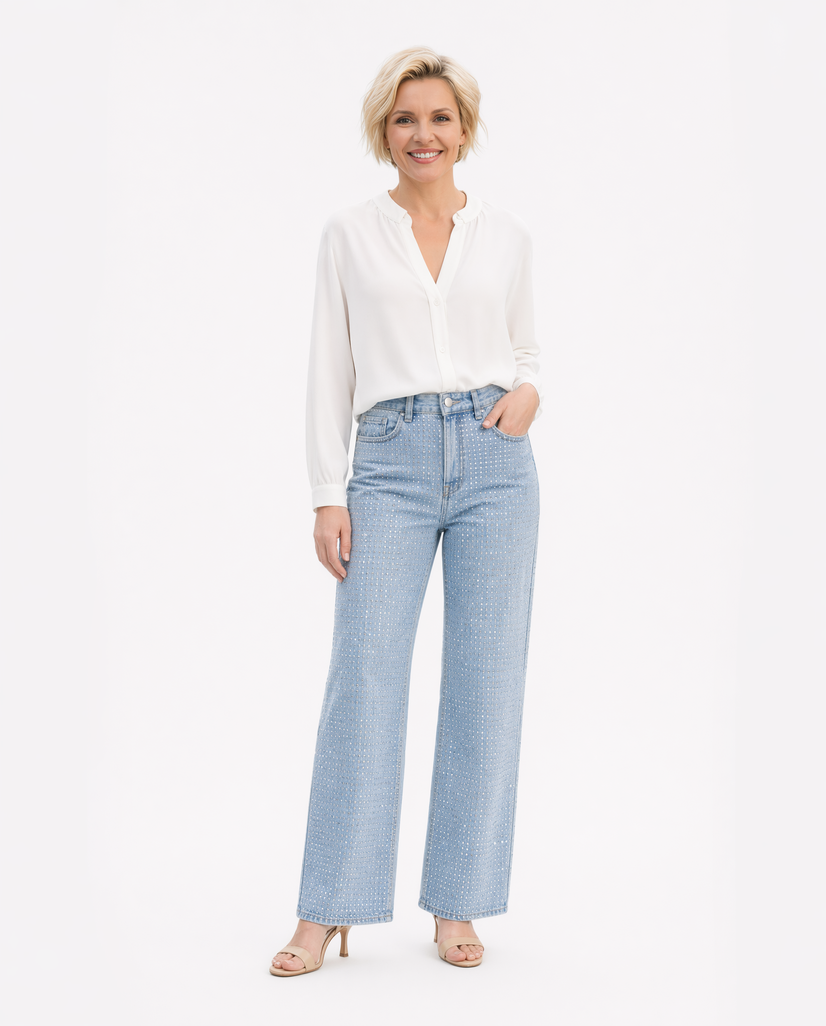 Pantalón Wide Leg Multicolor Pastel Azul - nn.studio Style 80191