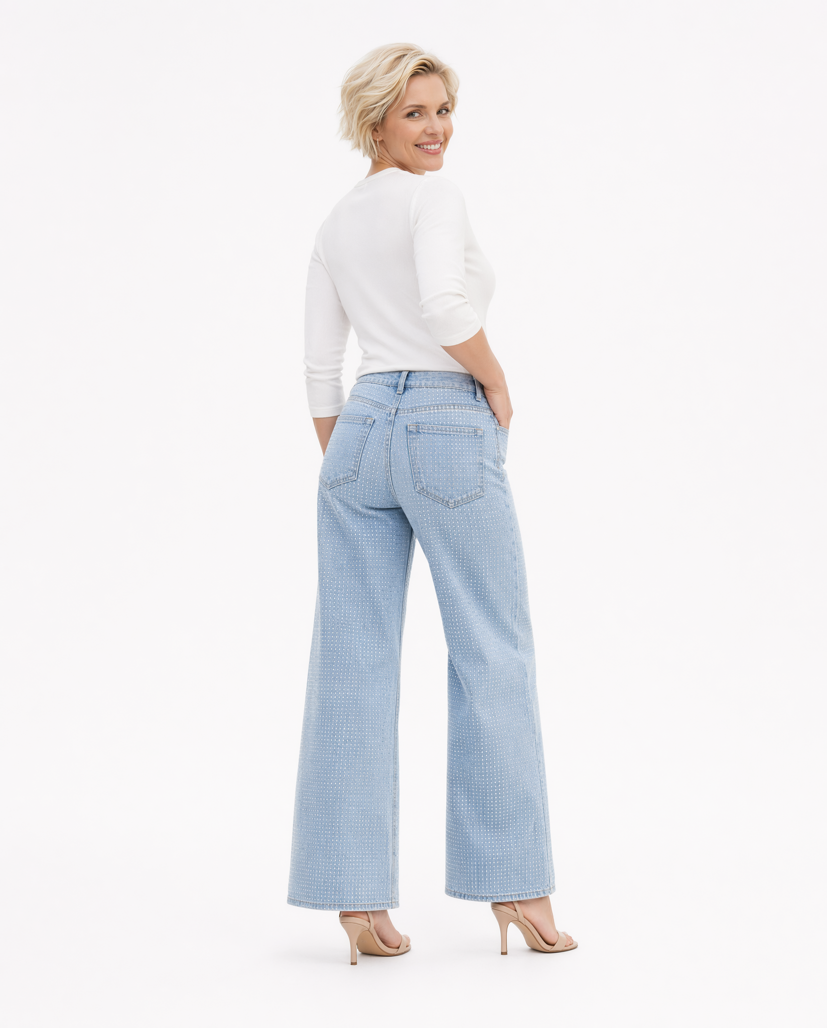 Pantalón Wide Leg Multicolor Pastel Azul - nn.studio Style 80191