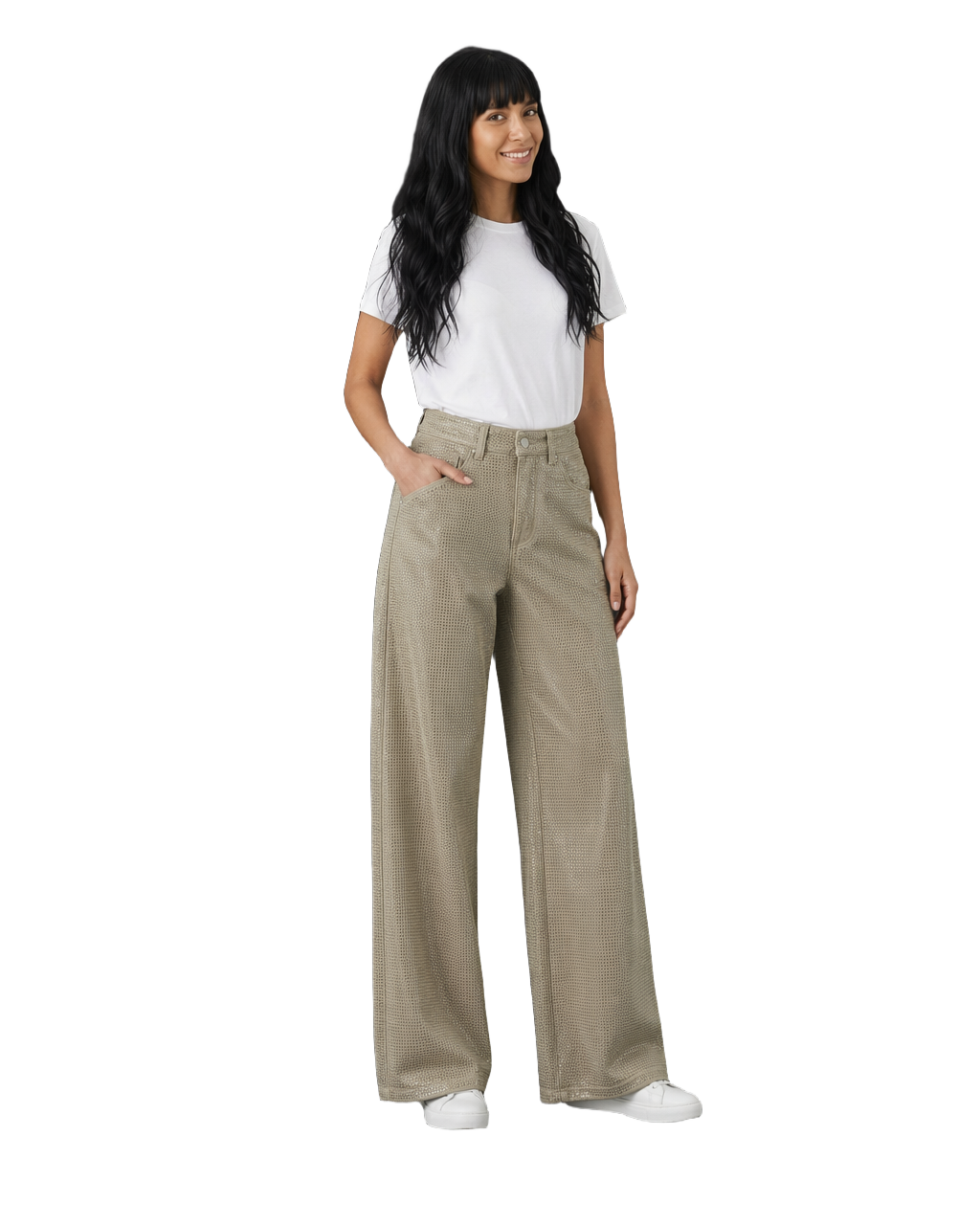 Pantalón Wide Leg Multicolor Pastel Khaki - nn.studio Style 80191