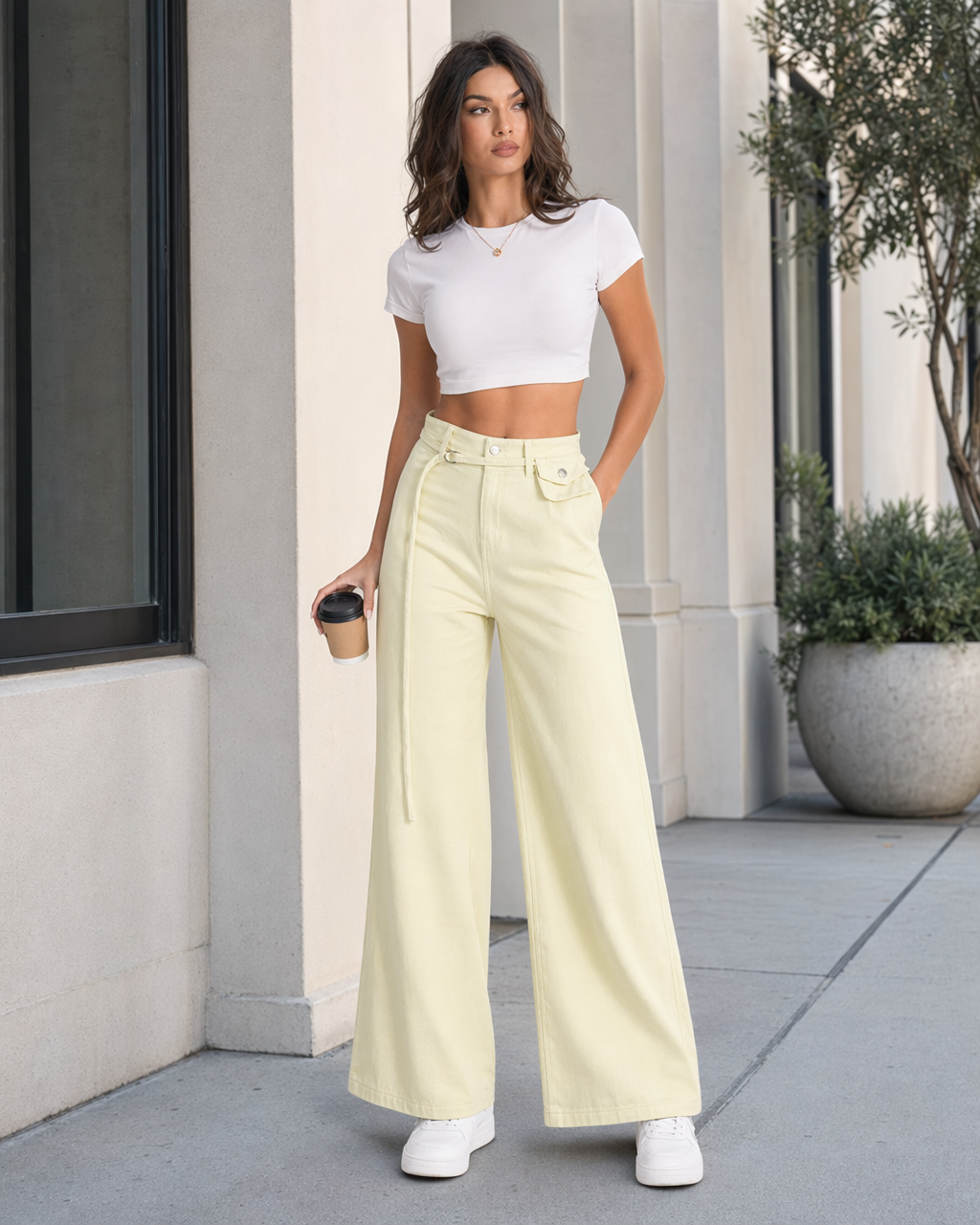 Pantalón Wide Leg Amarillo Pastel Amarillo pastel - nn.studio Style A8030