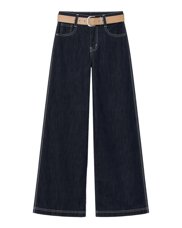 Jean Wide Leg Azul Oscuro Tiro Alto Azul oscuro/índigo - nn.studio Style A8216