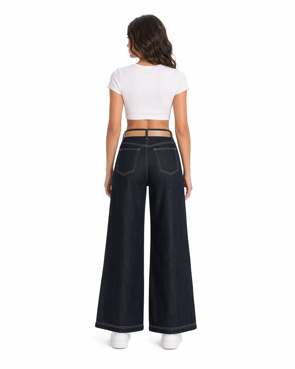 Jean Wide Leg Azul Oscuro Tiro Alto Azul oscuro/índigo - nn.studio Style A8216