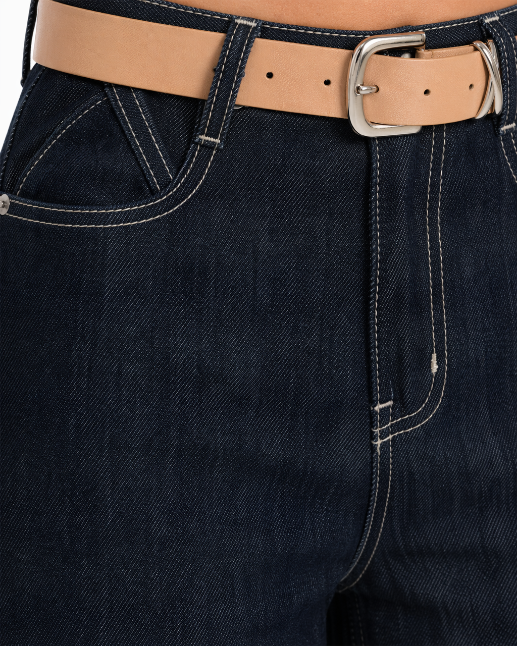 Jean Wide Leg Azul Oscuro Tiro Alto Azul oscuro/índigo - nn.studio Style A8216