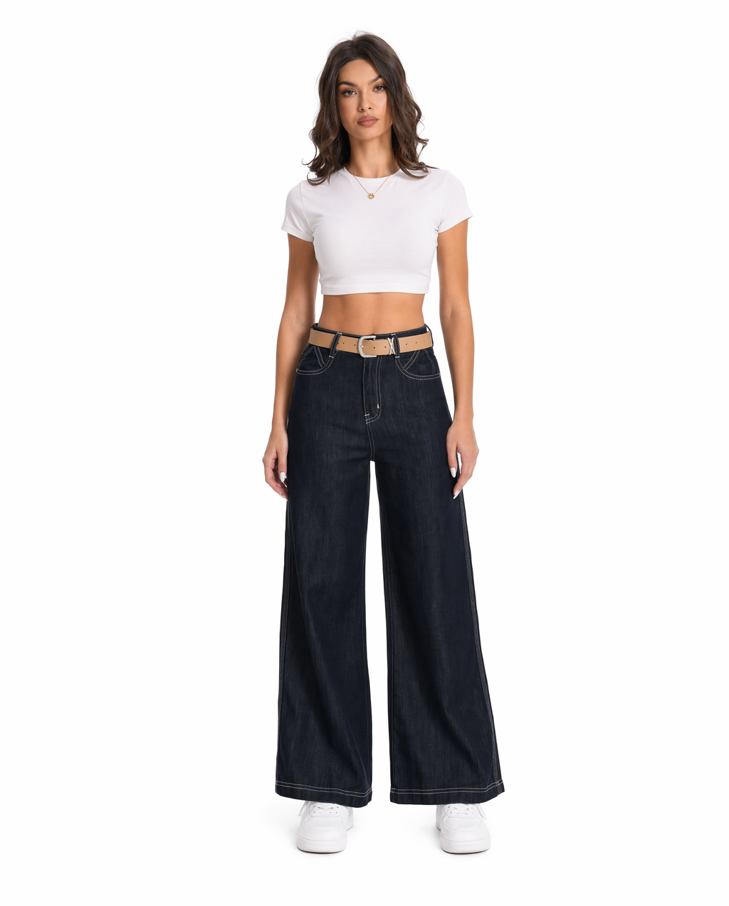 Jean Wide Leg Azul Oscuro Tiro Alto Azul oscuro/índigo - nn.studio Style A8216