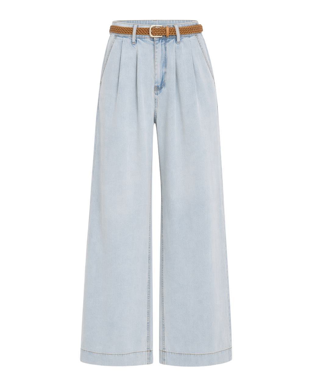 Jean Wide Leg Azul Claro con Cinturón Azul claro - nn.studio Style A8221