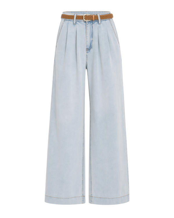Jean Wide Leg Azul Claro con Cinturón Azul claro - nn.studio Style A8221