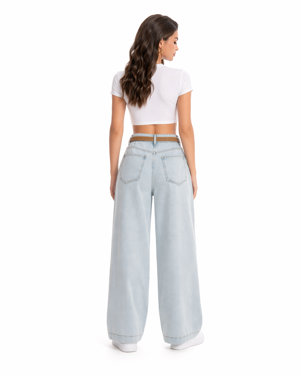 Jean Wide Leg Azul Claro con Cinturón Azul claro - nn.studio Style A8221