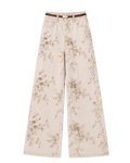 Jean Wide Leg Floral Beige Café Beige con estampado floral café - nn.studio Style A8358