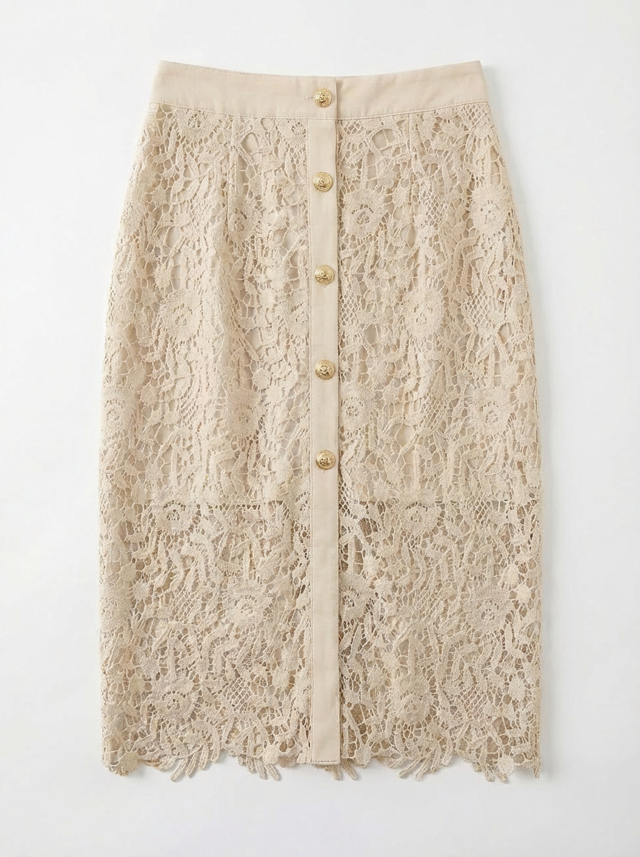 Conjunto Guipure 2 Piezas Blazer Falda Beis - nn.studio Style 818